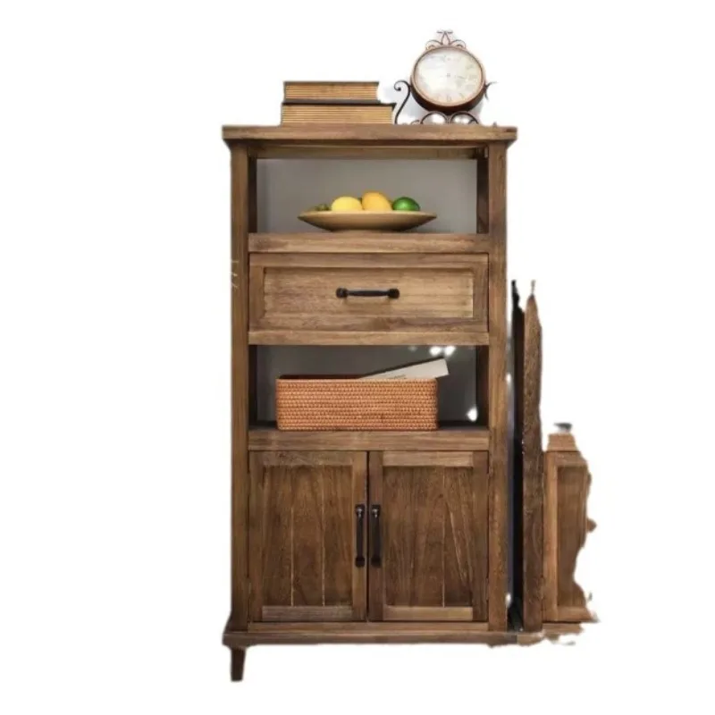 Rural solid wood chest, retro porch cabinet, living room storage cabinet, shelf, household wall low cabinet
