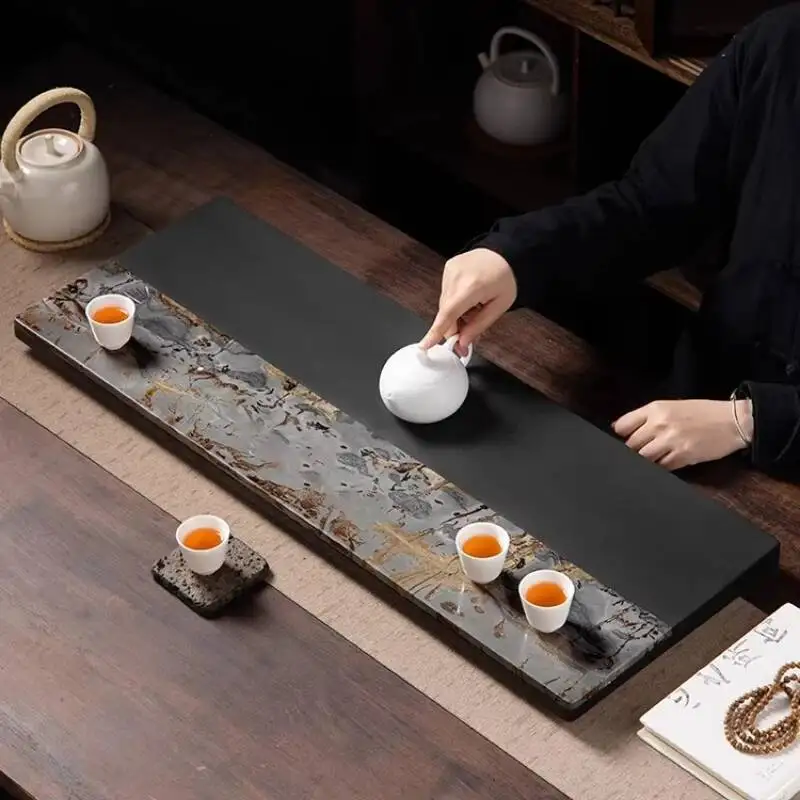 Living Room Marble Tea Tray Drainage Valet Rectangle Ceremony Hospitality Tea Tray Stone Living Room Bandejas Home Products