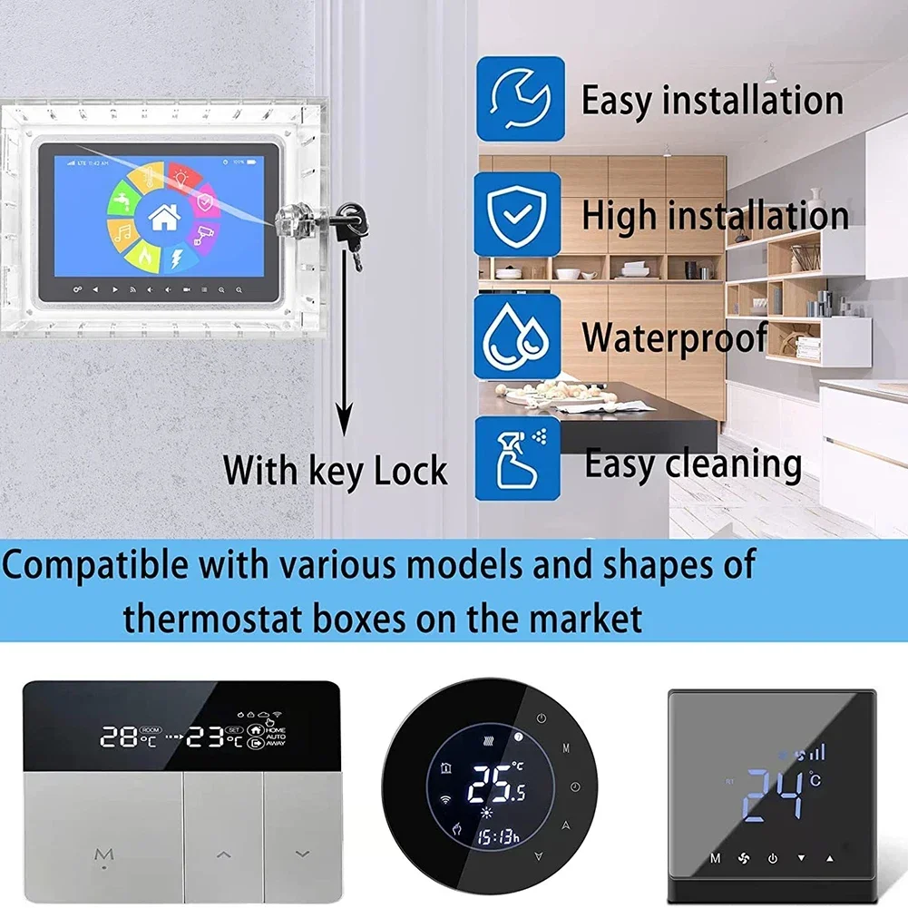 Constant Temperature Box Cover ABS Universal Thermostat Lock Box Large Thermostat Guard Clear Cover Home Thermostat Cover