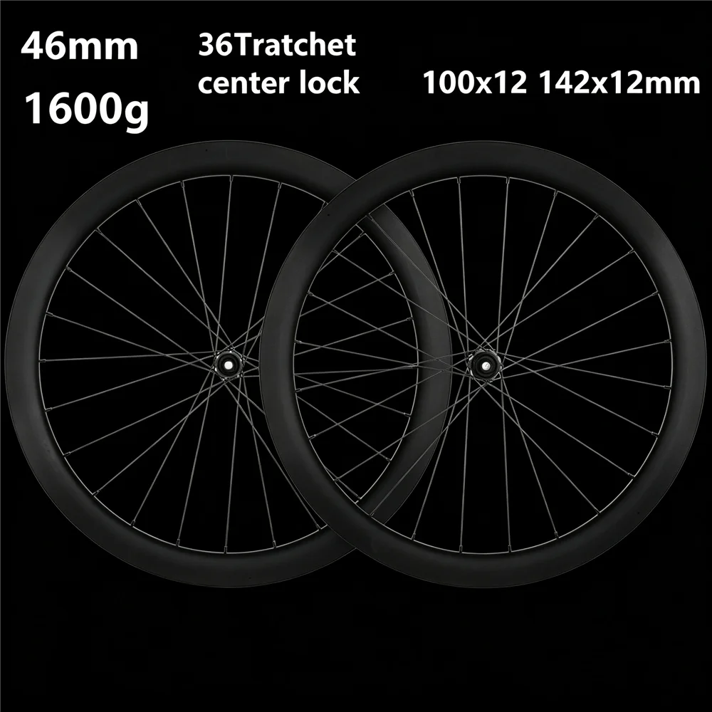 700C 36T Ratchet Deep 32 37 46 75mm Road Gravel Wheelset Ruedas  Carretera Disc Brake 100x12 142x12 Unbranded Carbon Wheels