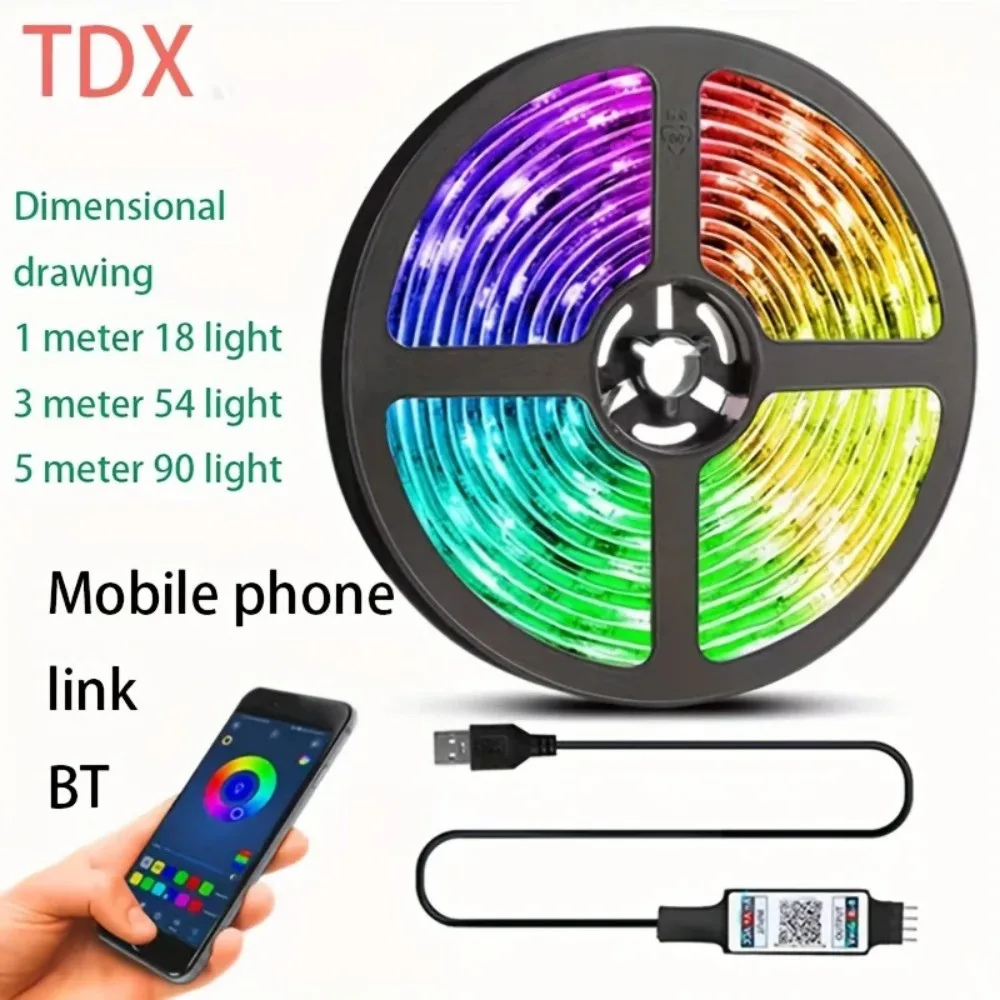 

RGB LED Strip Light 5050 model Bluetooth APP Infrared Remote Control USB Interface 1m/3m/5m Festival Decoration Backlight Home