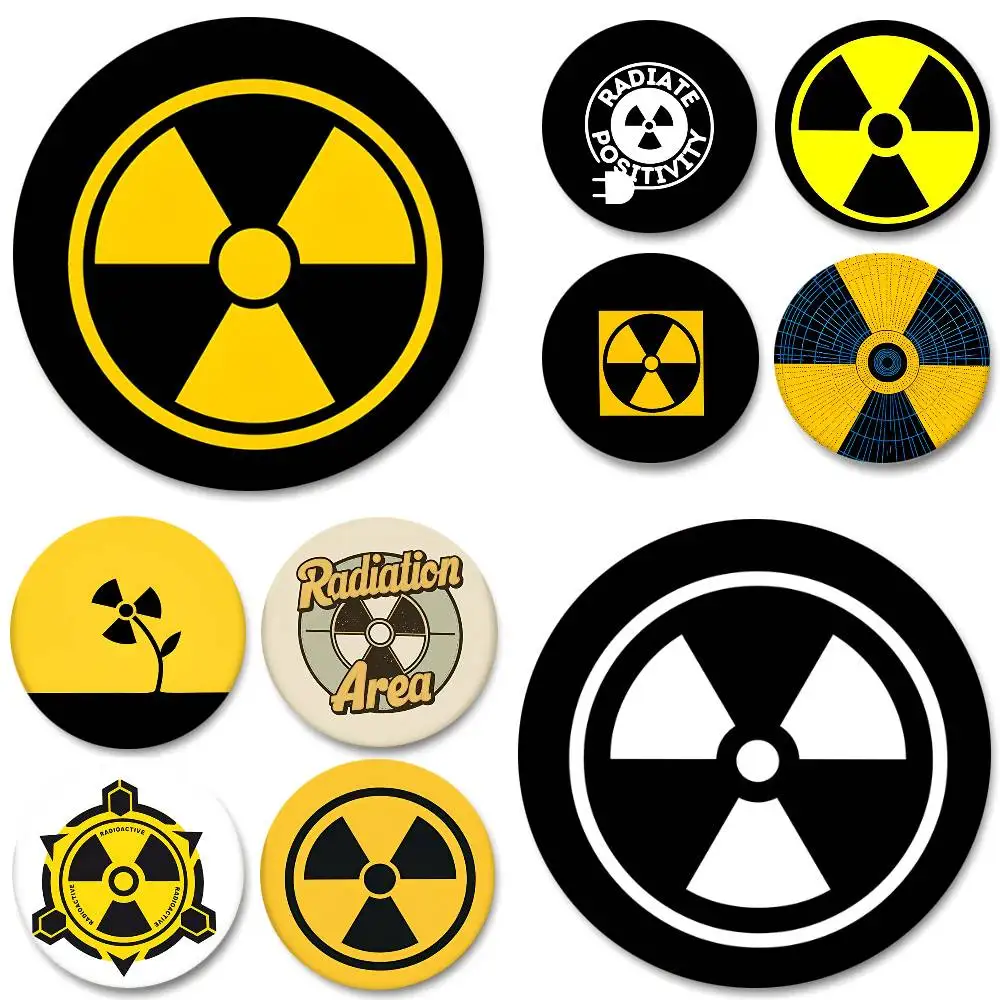 Attention Radiation Symbol Round Badge Creative Brooch Clothing Backpack Accessories Lapel Pin