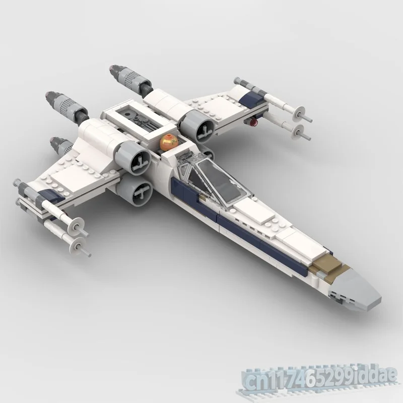 NEW 514Pcs Blue Space Fighter Building Blocks Aircraft Model DIY Assembly Set Sci Fi Vehicle Design Collection Display Toy Gift