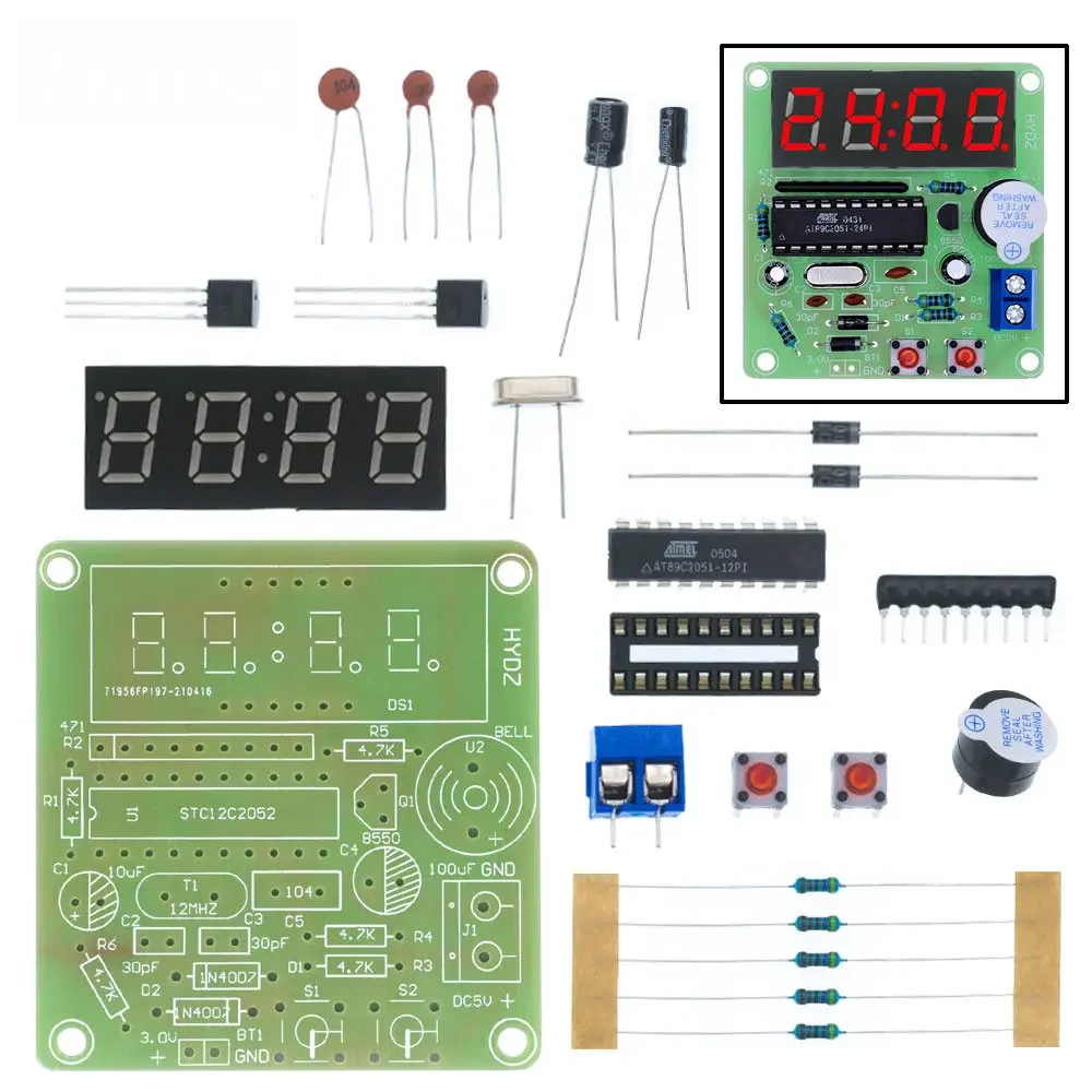 AT89C2051 Digital 4 Bits Electronic Clock Electronic Production Suite DIY Kit Learing Kit for Arduino Module