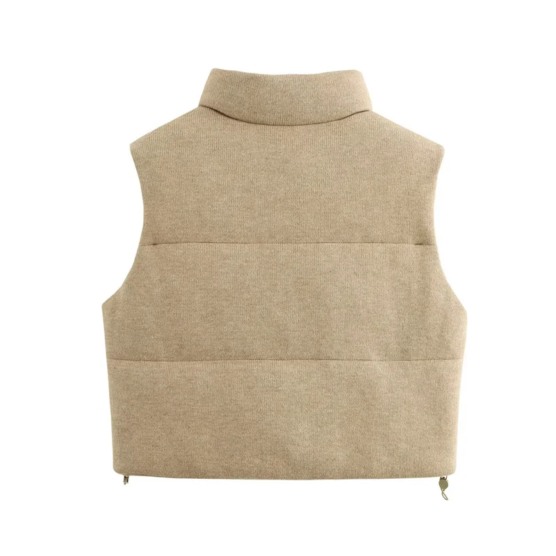 Winter Women's Cotton Undershirt Jacket 2024 New Fashion Sleeveless Collar Knitted Cotton Vest Top Thickened Warm Coat