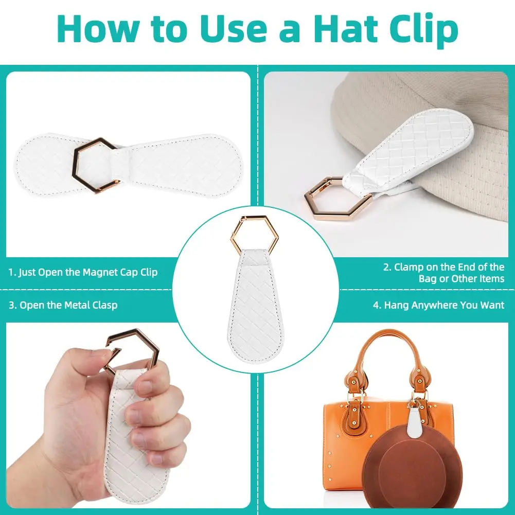 Magnetic Hat Clip On Bag Hat Holder For Handbag Backpack Tote Luggage PU Leather Hat Keeper Clip Travel Portable Bag Accessories