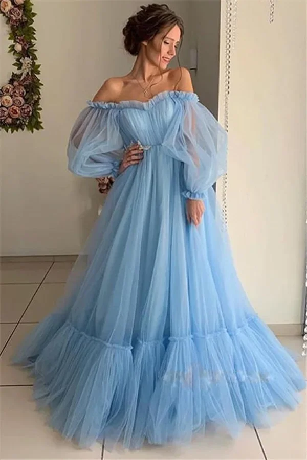 Women Dress Off Shoulder Wedding Sexy Backless High Waist Evening Long Dresses Full Sleeve A Line Gown Vestidos Elegant 2024