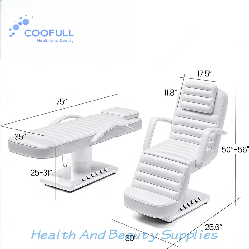 Coofull Salon Medical Facial Spa Bed 3 Motors Electric Cosmetic Massage Treatment Table Podiatry Chair Aesthetic Tattoo Bed
