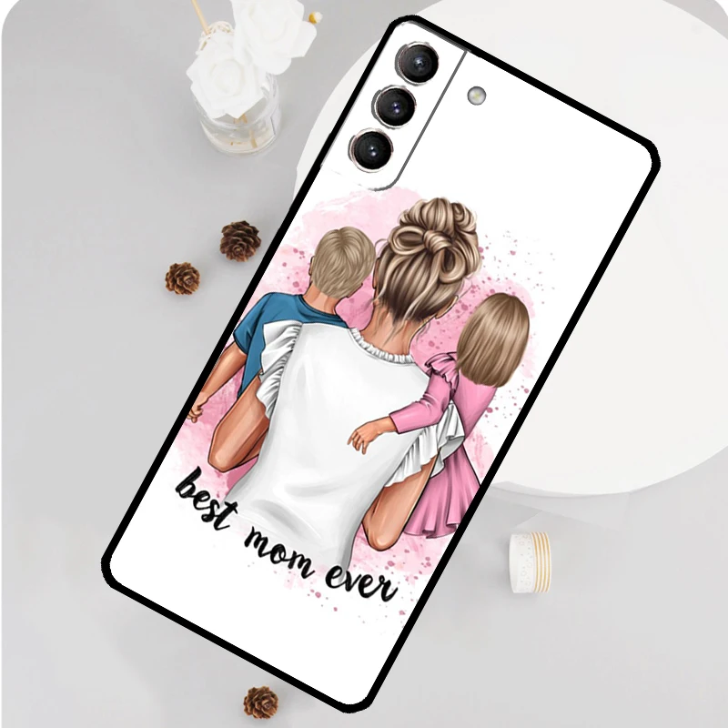 Baby Mom Daughter Girl Son Dad Case For Samsung Galaxy S22 S23 Ultra Note 20 Note 10 Plus S9 S10 S20 S21 S23 FE Back Cover