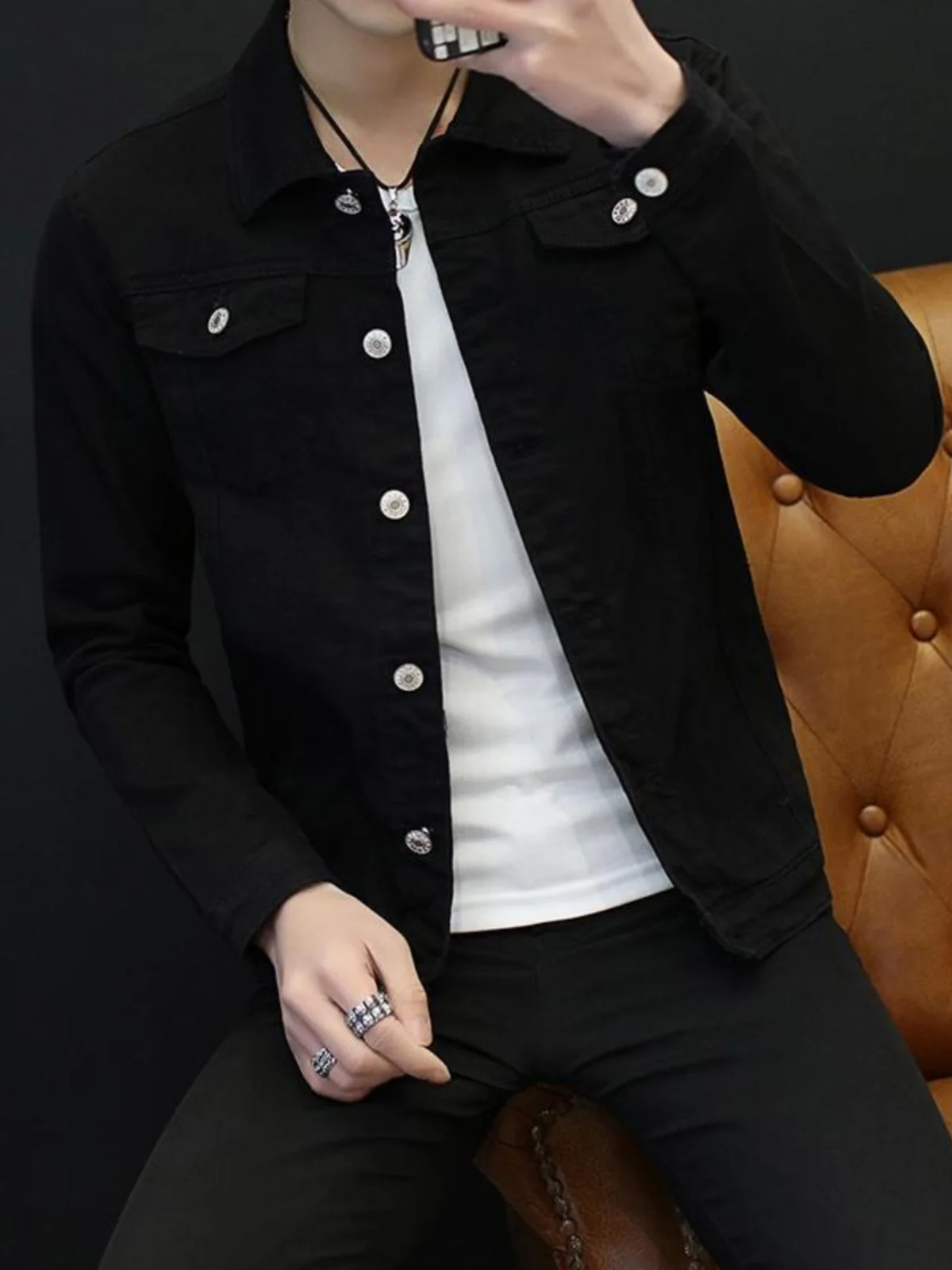 New Pure White Jacket Men's Slim Fit Youth Short Spring Autumn Fashionable Versatile Popular Outerwear Breathable Standard Fit