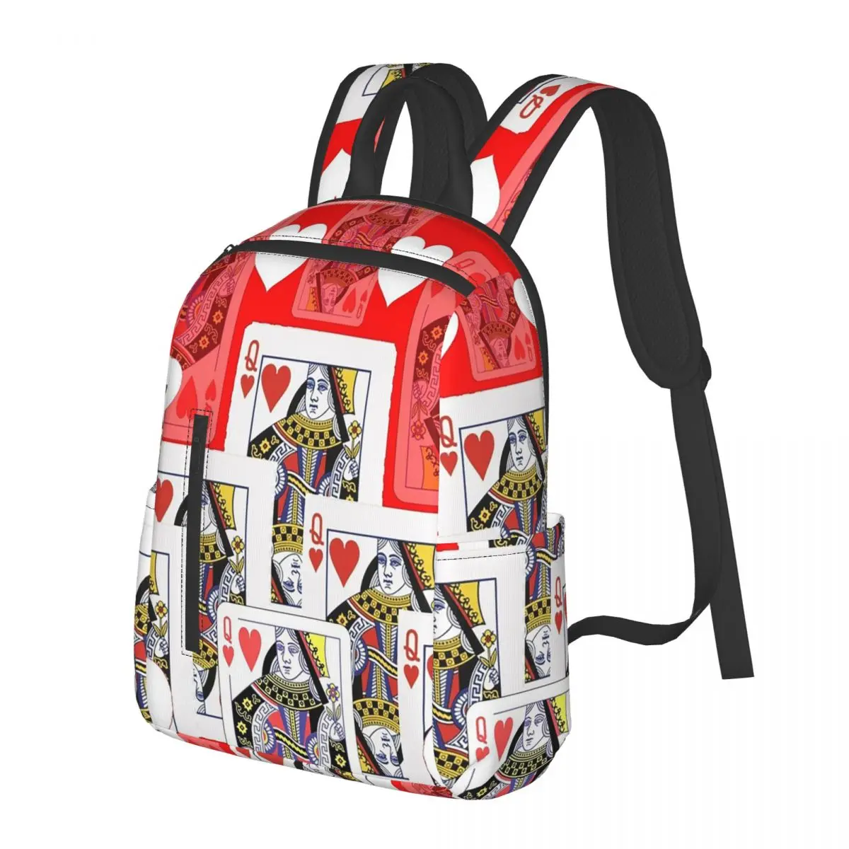 Casino Nights Red Queen Of Hearts Student Backpack School Bag Hiking Travel Daypack for Men Women Bookbag Shoulder Bags