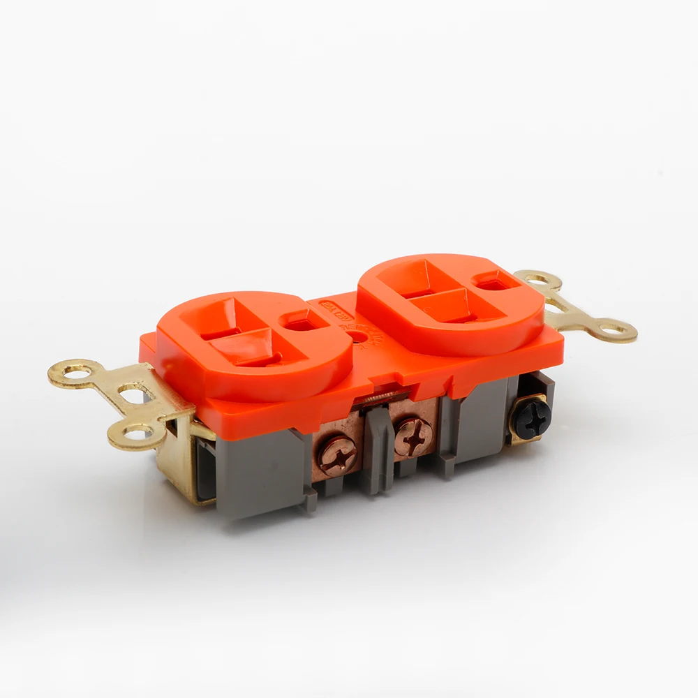 2pcs Power Socket HIFI 20A US AC Power Receptacle Socket Red copper distributor Plug Black/Red/Orange/White