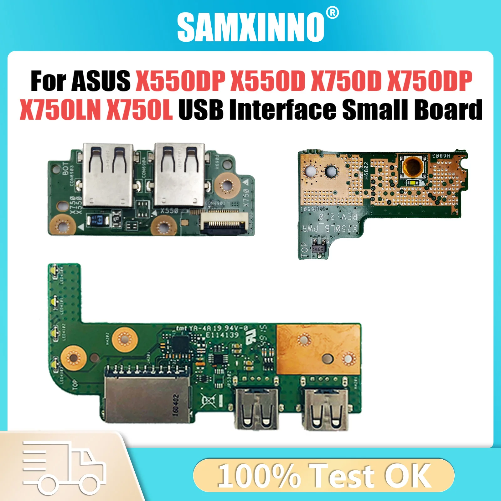 For ASUS X550DP X550D X750D X750DP X750LN X750L X756U X756UX X756UA USB interface small board tested good