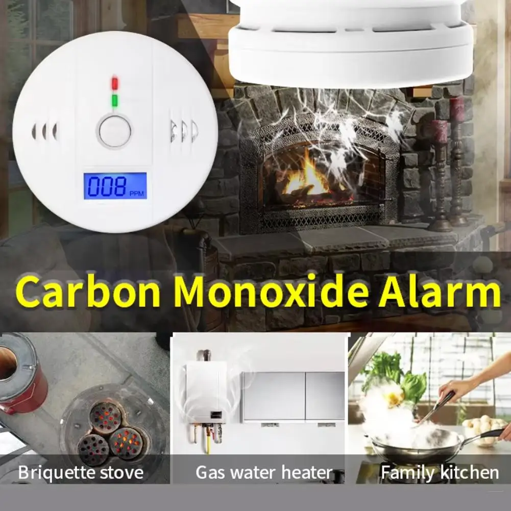 Carbon Monoxide Alarm Smoke Alarm Co LCD Display Alarm Home Wireless Toxic Gas Leak Fire Sound Alarm