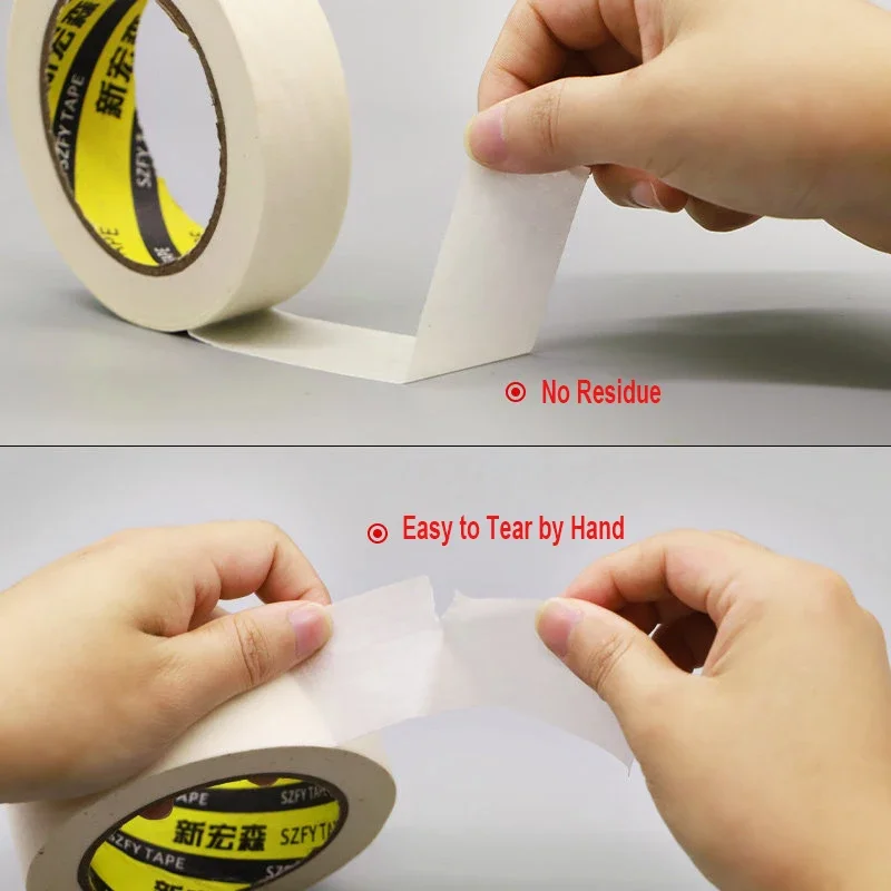 50M viscosity Masking Tape White 10mm-100mm Single Side Tape Adhesive Crepe Paper for Oil Painting Sketch Drawing Supplies
