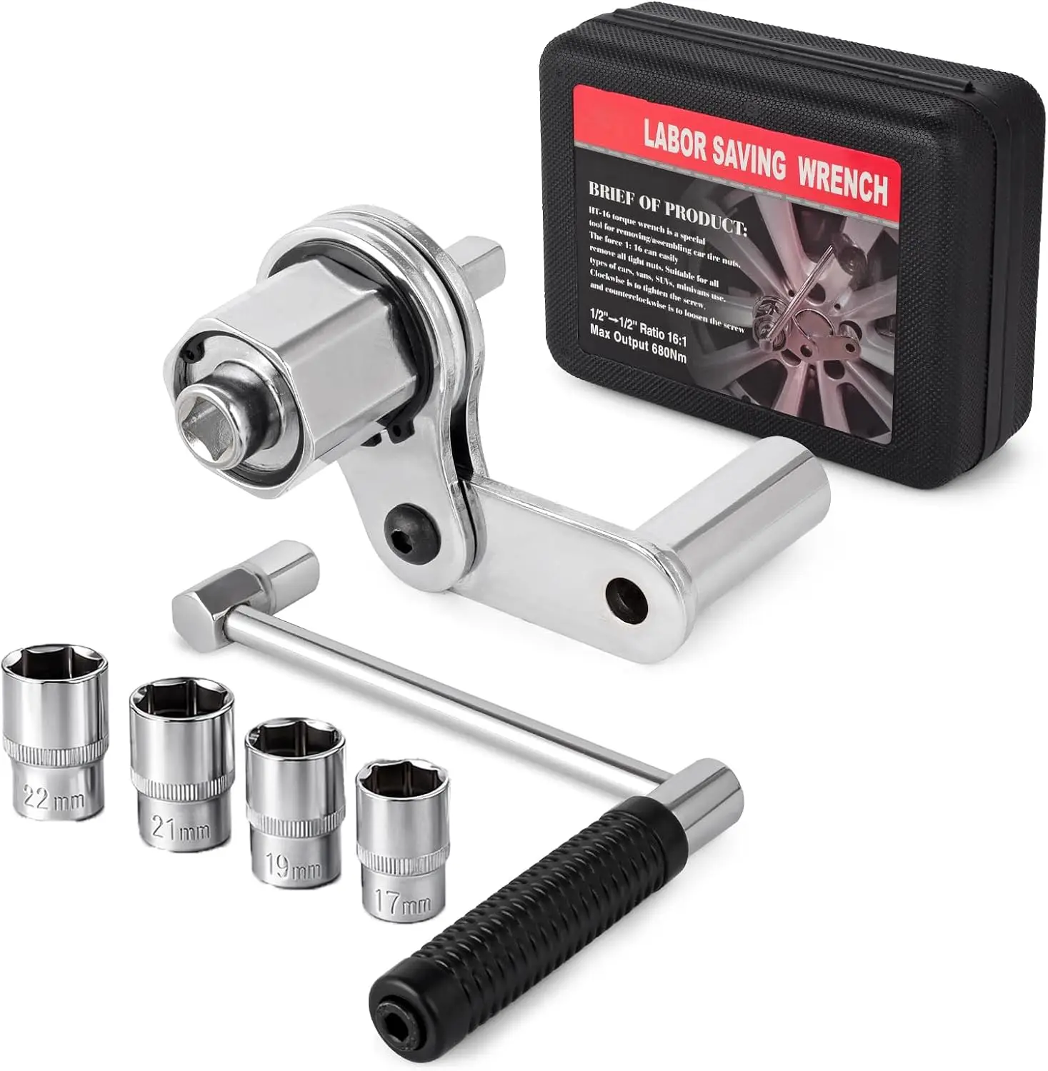 

Heavy Duty Torque Multiplier Wrench Set, 1/2 Driver with 1:16 Ratio for Easy Lug Nut Removal
