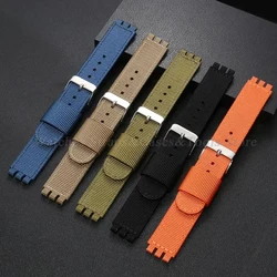 17mm 19mm 20mm Nylon Watch Band for SWATCH Strap Watch Belt Sport Fabric Bracelet Wristband Replacement Men Watch Accessories