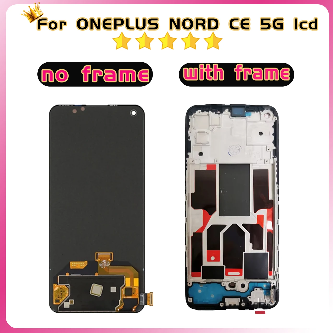 100% Tested AMOLED For OnePlus Nord CE 5G LCD Screen for EB2101 EB2103 Display Touch Screen Digitizer Assembly