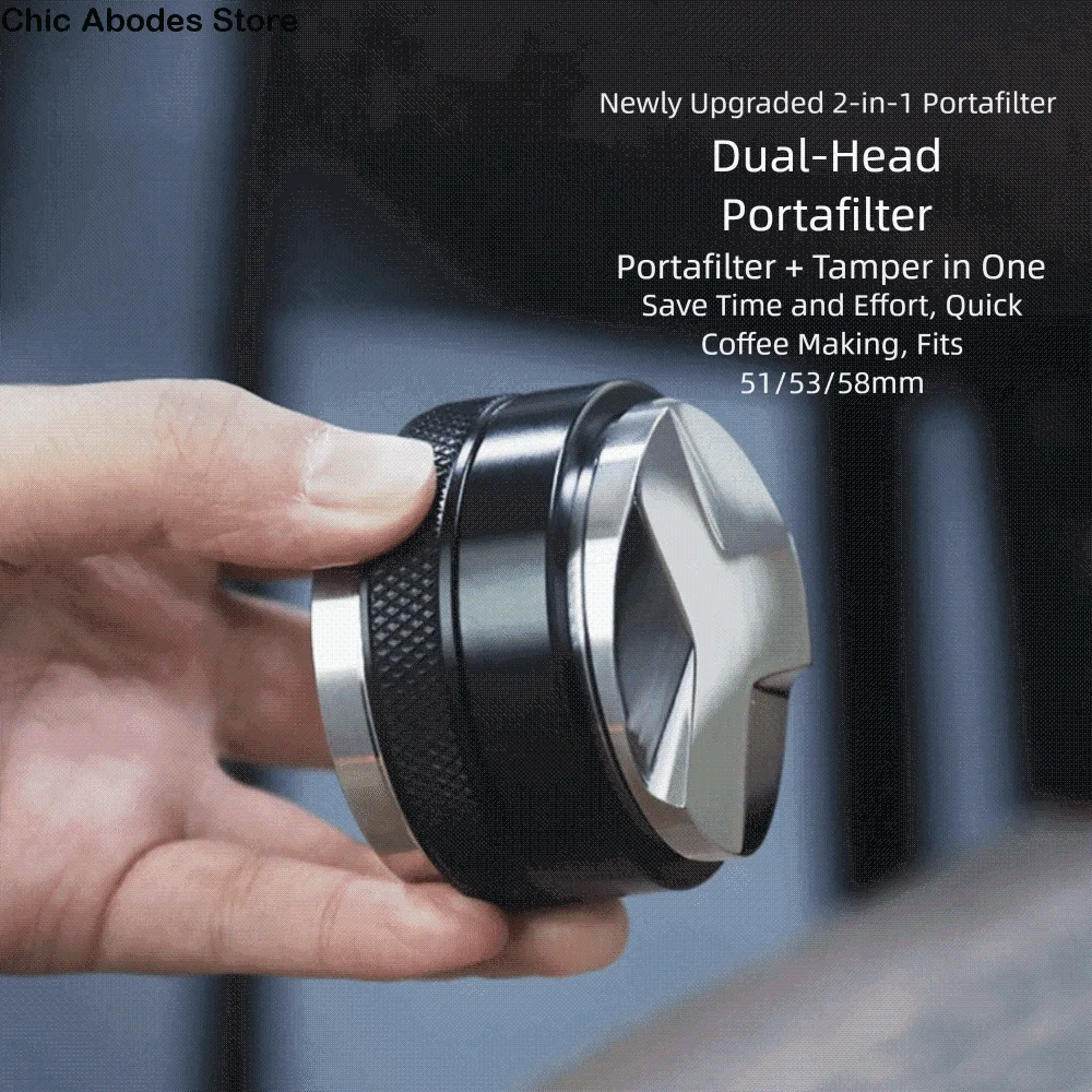 

Выравниватель кофе 2-в-1 с двойной головкой, 51/53/58 мм, темпер для кофе с регулируемой глубиной, 3 угла и плоские противоскользящие распределители кофе