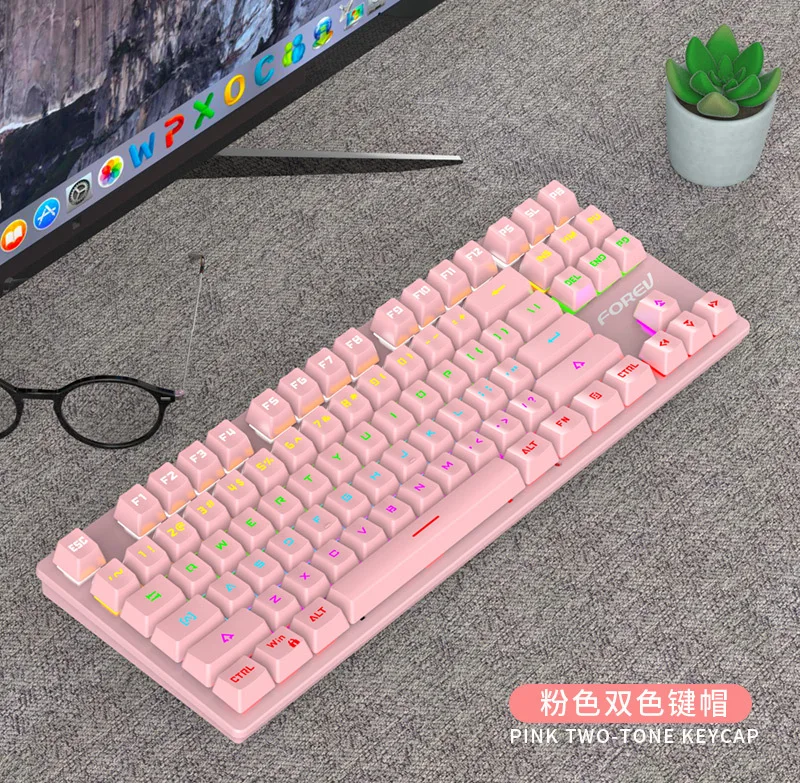 87-Key neutral real mechanical keyboard Q301 luminous punk PBT keycap color matching wired mechanical keyboard