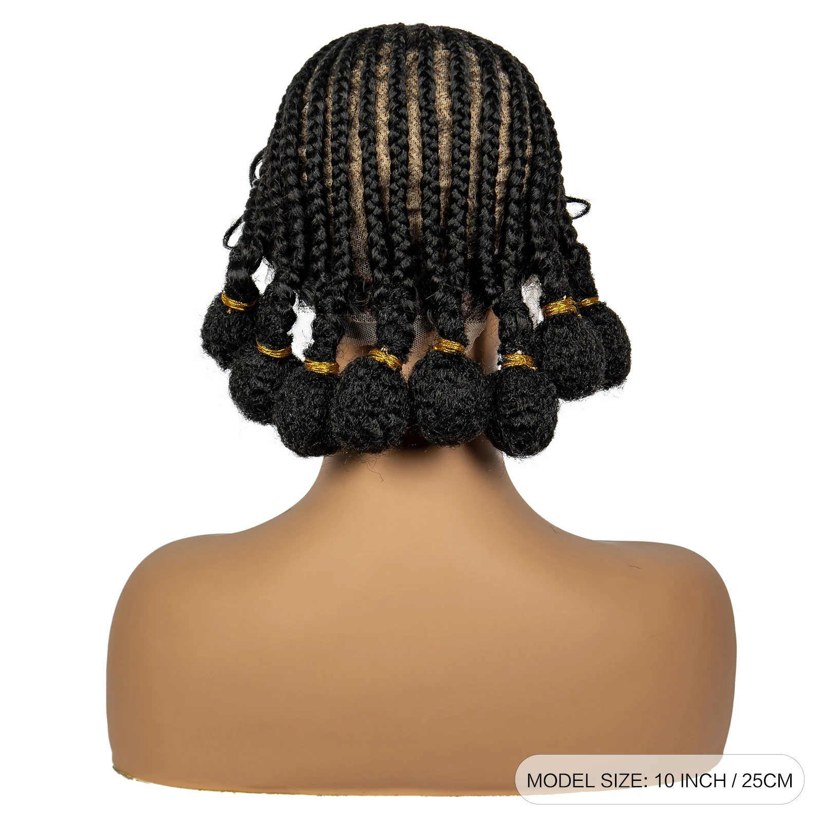 Peruca trançada de cornrow artesanal para mulheres negras, cabelo sintético artesanal, laço cheio, transparente