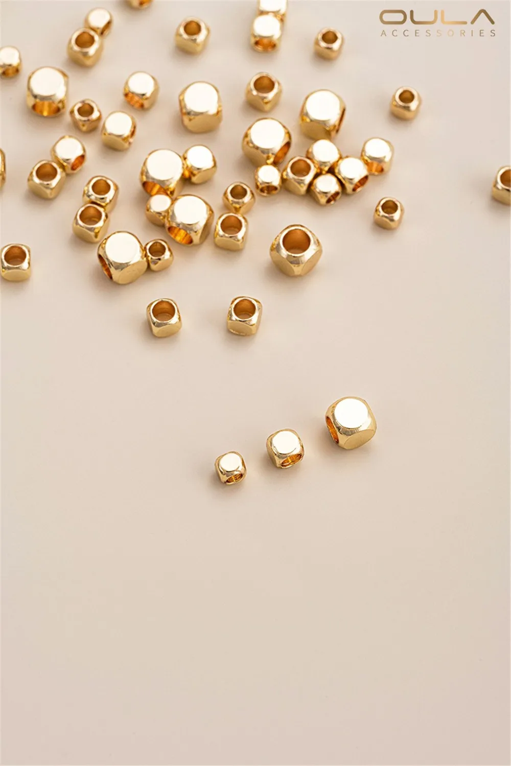 

14K Gold-plated Square Spacer Beads Loose Beads Beveled Square Dice Beads Diy Handcrafted Jewelry Bracelet Earrings Accessories