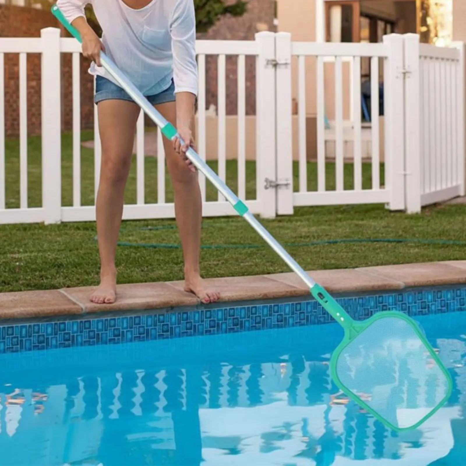 Pool Foliage Net with Pole Adjustable Length Telescopic Pool Skimmer Extended Handle Skimmer Net Sturdy Easy to Clean for Spa