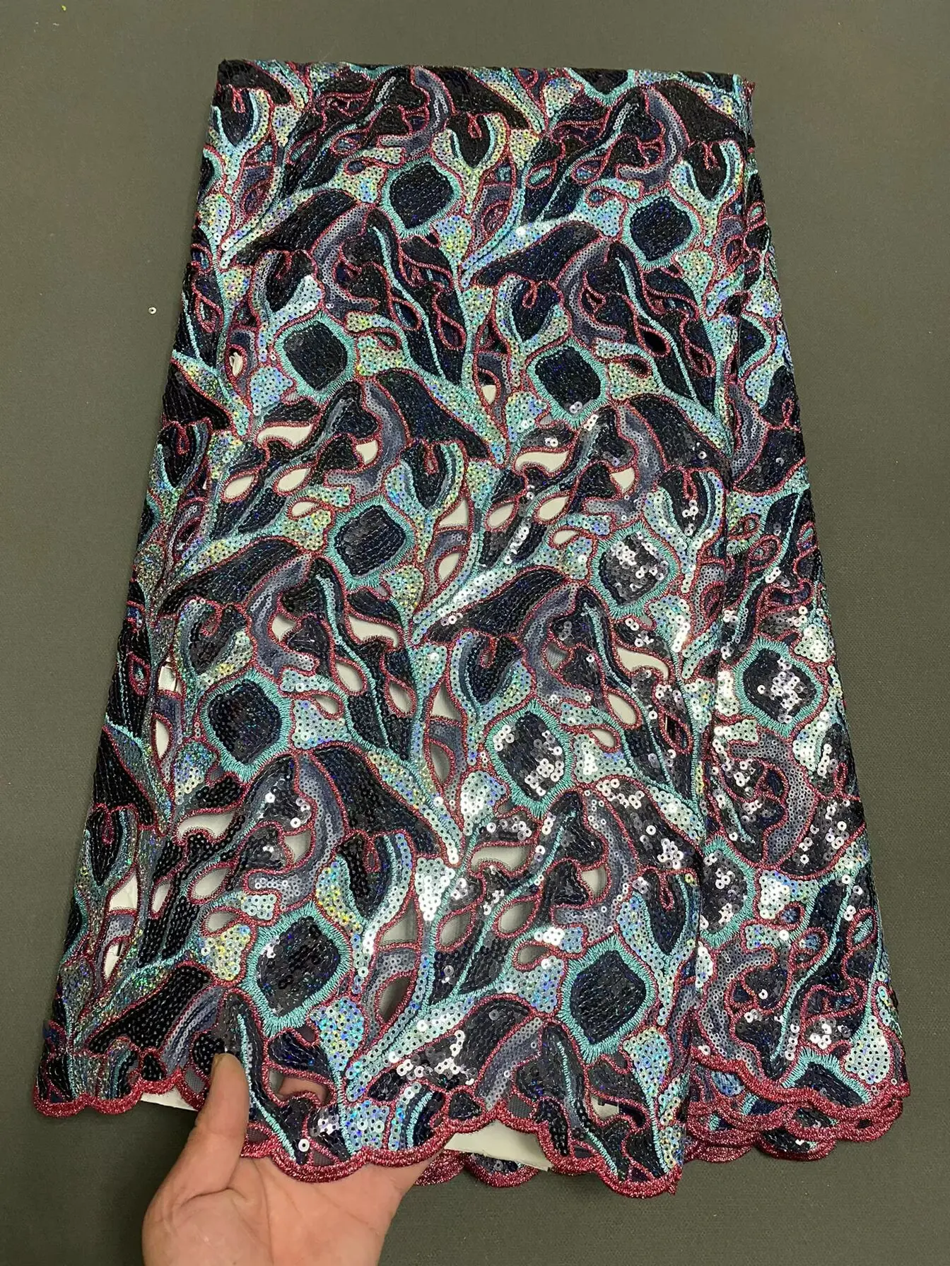 

2026 новейший дизайн, африканская кружевная ткань с блестками, нигерийское сетчатое кружево, высококачественная вышивка для шитья женских платьев, 5 ярдов