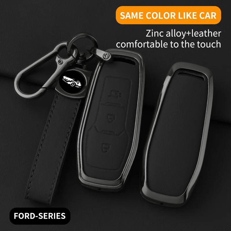 

Кожаный чехол для дистанционного ключа автомобиля из сплава для Ford Focus 3 4 ST Mondeo 5 MK5 Mustang F-150 Explorer Edge Fiesta Kuga MK3 4