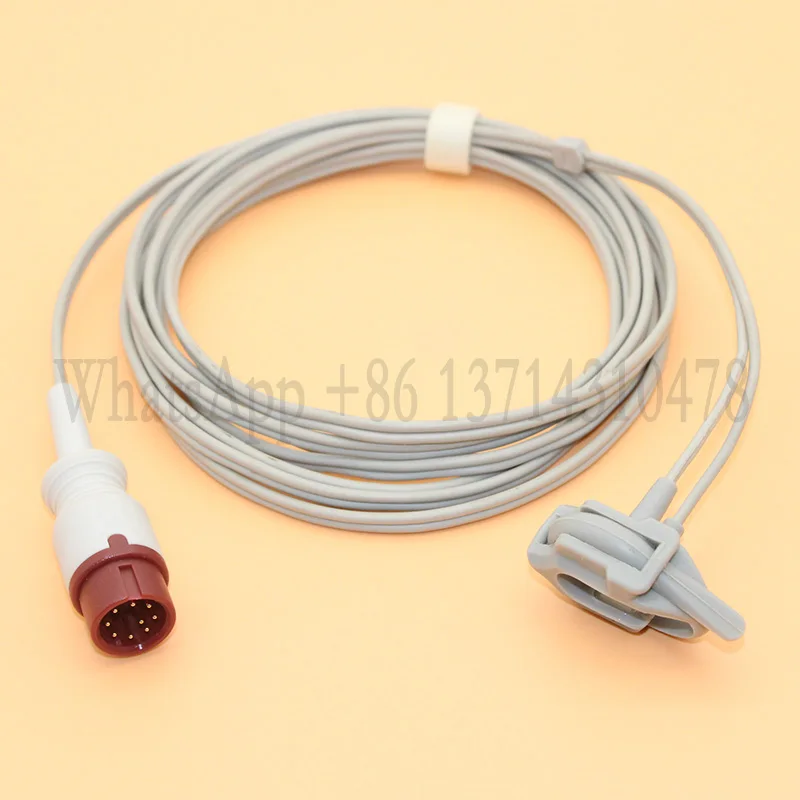 Red 9P Plug 3m of SpO2 Sensor Cable For BLT Biolight S Series/ AnyView M12 Patient Monitor