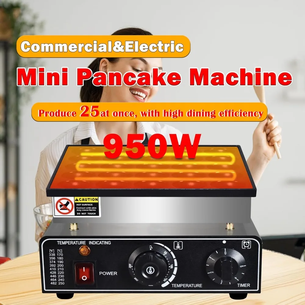 25PCS Commercial Mini Pancake Maker 950W Non-Stick Dutch Poffertjes Grill Stainless Steel for Breakfast Snacks - view 3