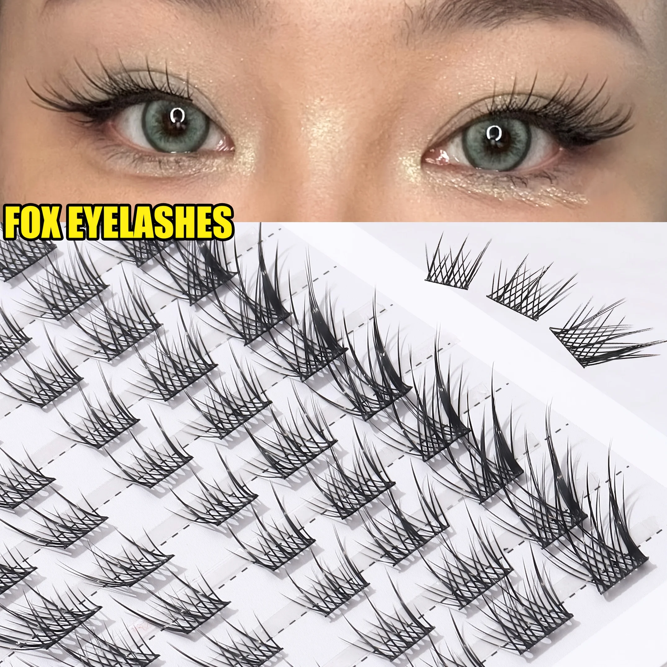 60PCS Natural Fluffy Cluster False Eyelashes Soft Cross Doll Style, Eye-Enlarging, Ideal for Daily/Party Makeup & Christmas Gift