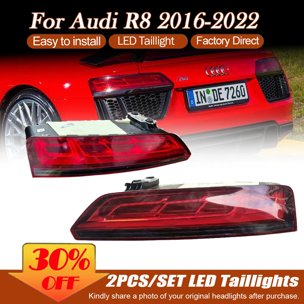 Rear TailLamps Assembly for Audi R8 2016 2017 2018 2019 2020 2021 2022 LED Light Taillight Plug and Play Automotive Accessories
