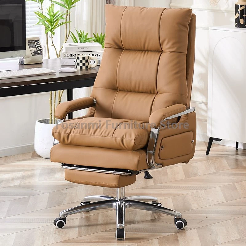 

Leather Supervisor Boss Office Desk Chair with Armrests Comfortable Home Gaming Chair Ergonomic Computer Liftable Swivel Chair