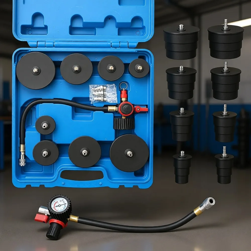 

Turbo System Leak Tester Kit with 4 Pairs of Stepped Adapters for Cooling and Exhaust Pipes