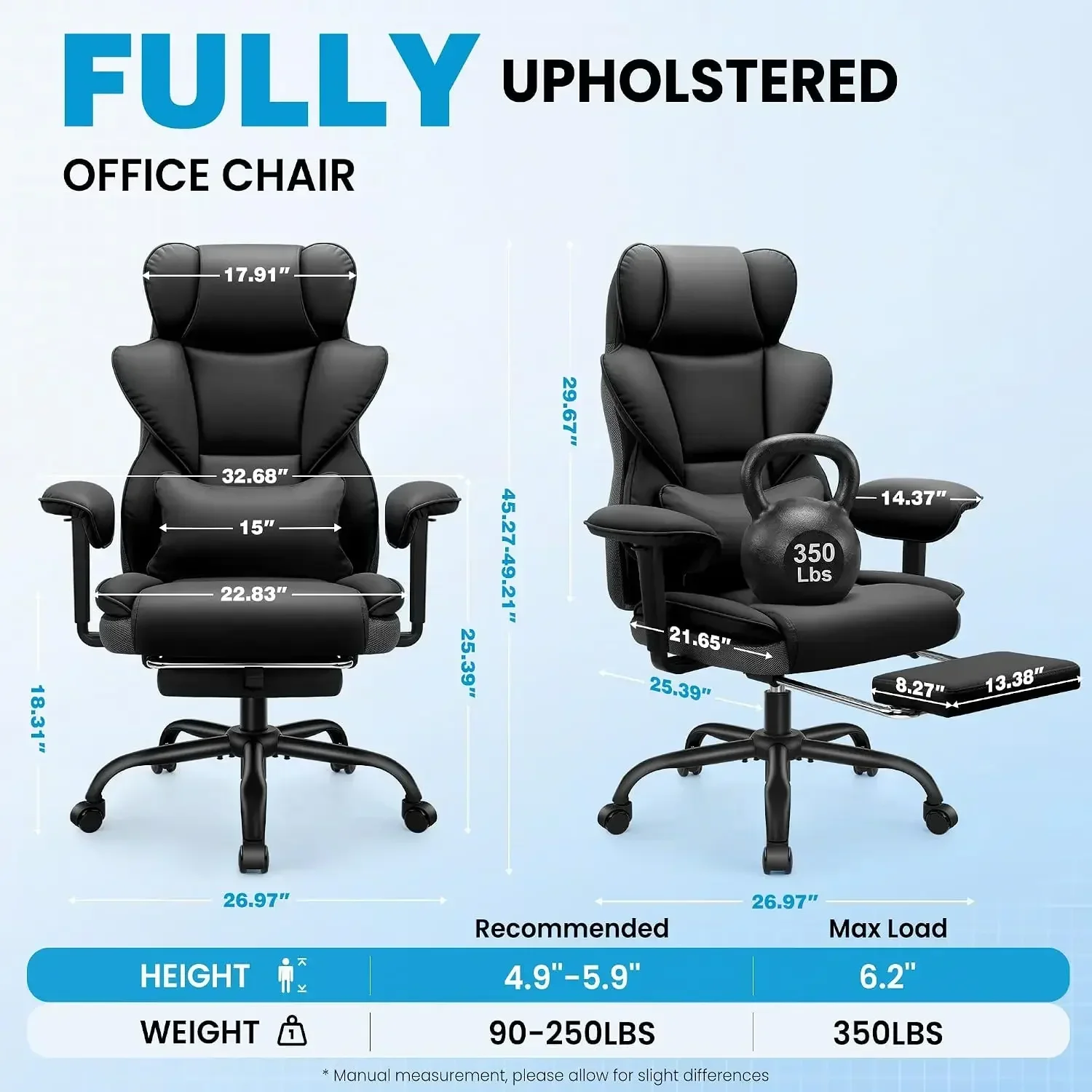 ALLGOD Office Desk Chair, High Back Computer Gaming Chair with Footrest