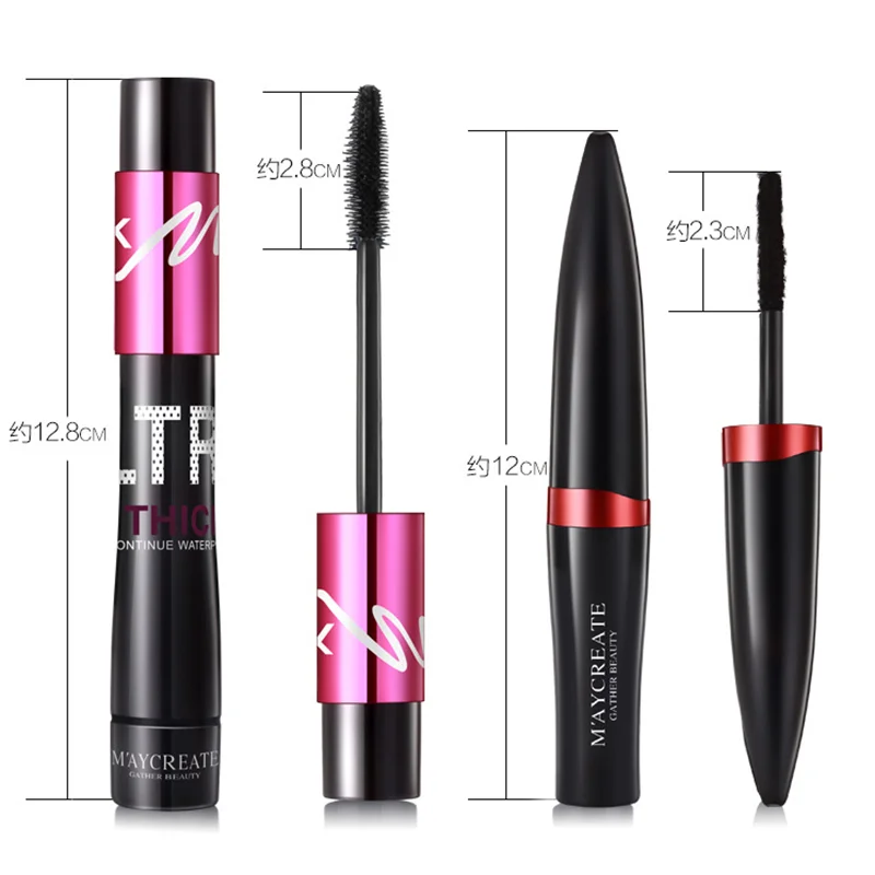 2pcs/set Black Silk Mascara Natural Thick Lengthening Curving Eye Lash Extension Volume Waterproof Eyes Cosmetic Make Up Tool