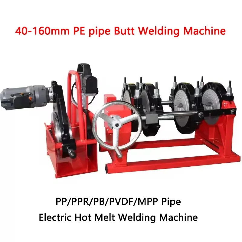 Screw type PE Pipe Butt Welding Machine PP/PPR/PB/PVDF/MPP Plastic Pipe Hot Melt Butt Welder Size 40-160/63-160/63-200