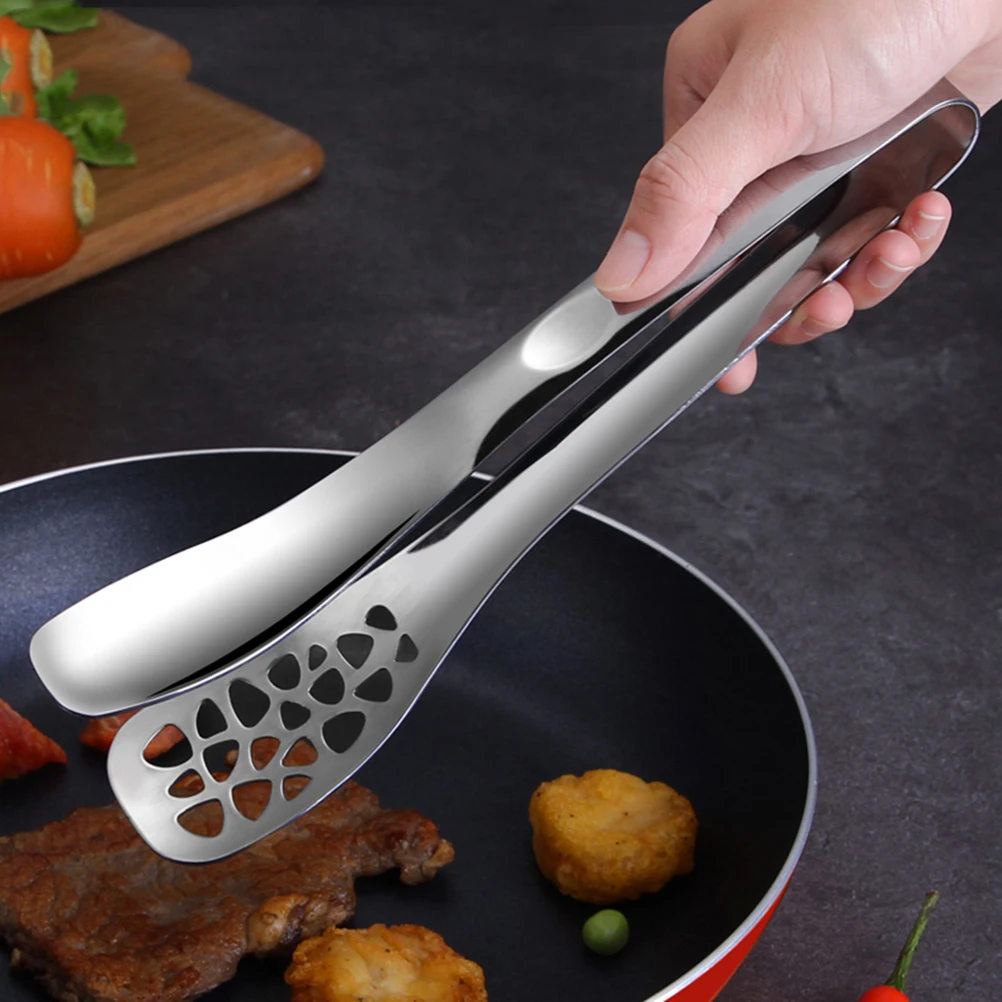 

1PC Stainless Steel Food Tongs Heat Resistant Anti Corrosion Kitchen Tool Buffet Serving Utensil Large Cake Salad for Home