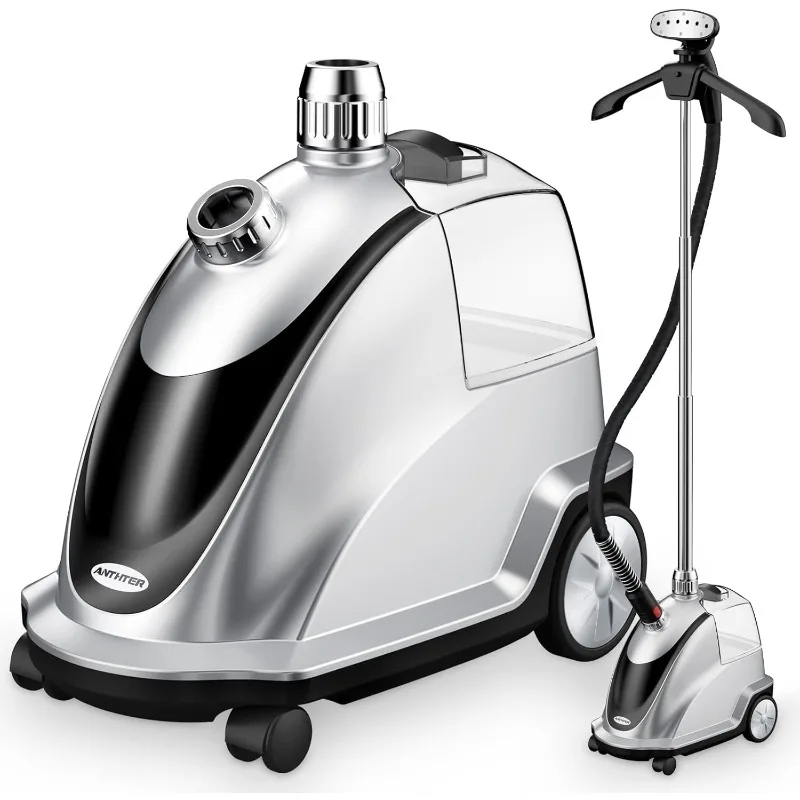 

Anthter Steamer for Clothes, 1500W Powerful Standing Garment Steamer with Roll Wheels, 2.4L Water Tank