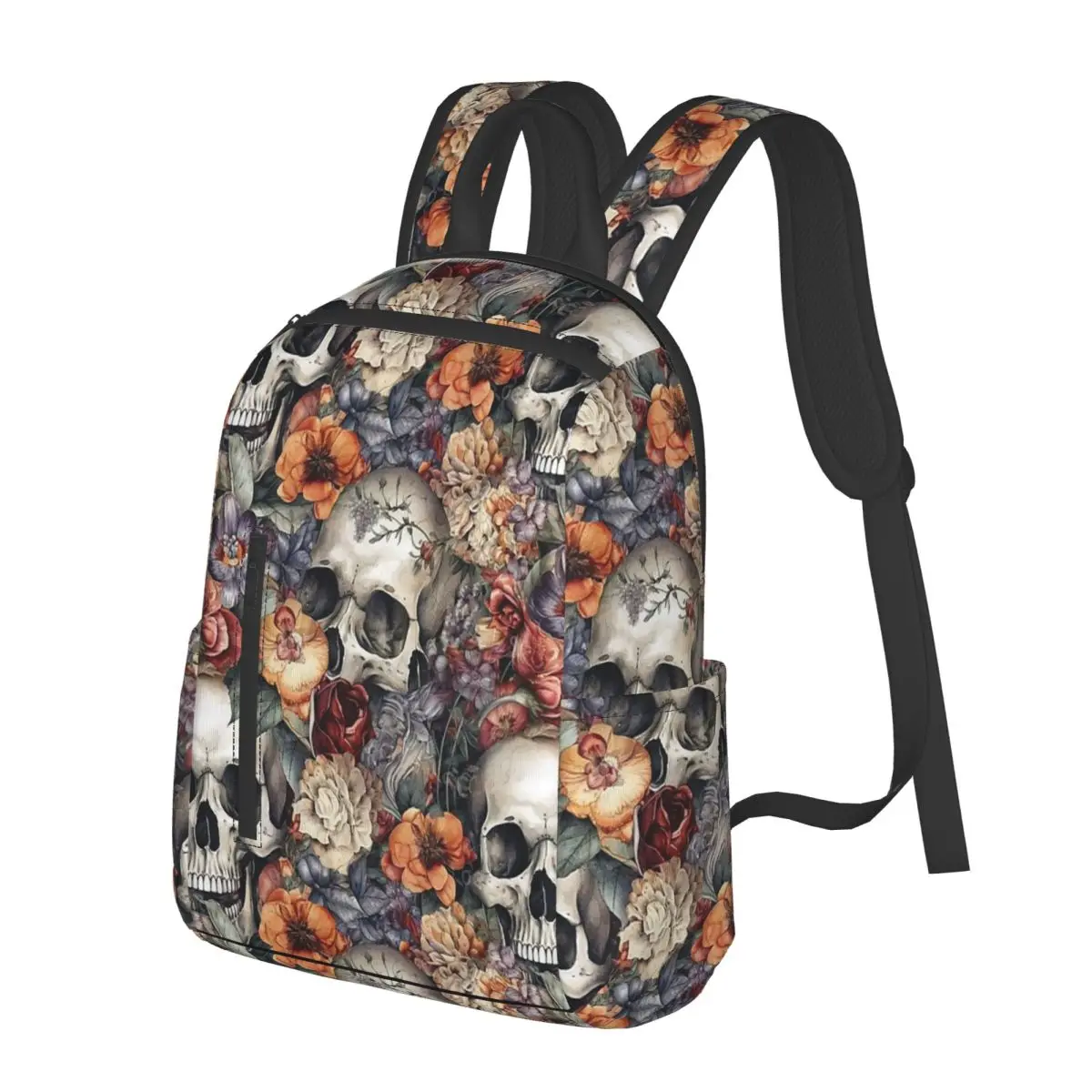 Vintage Floral Skull Roses (2) Student Backpack School Bag Hiking Travel Daypack for Men Women Bookbag Shoulder Bags