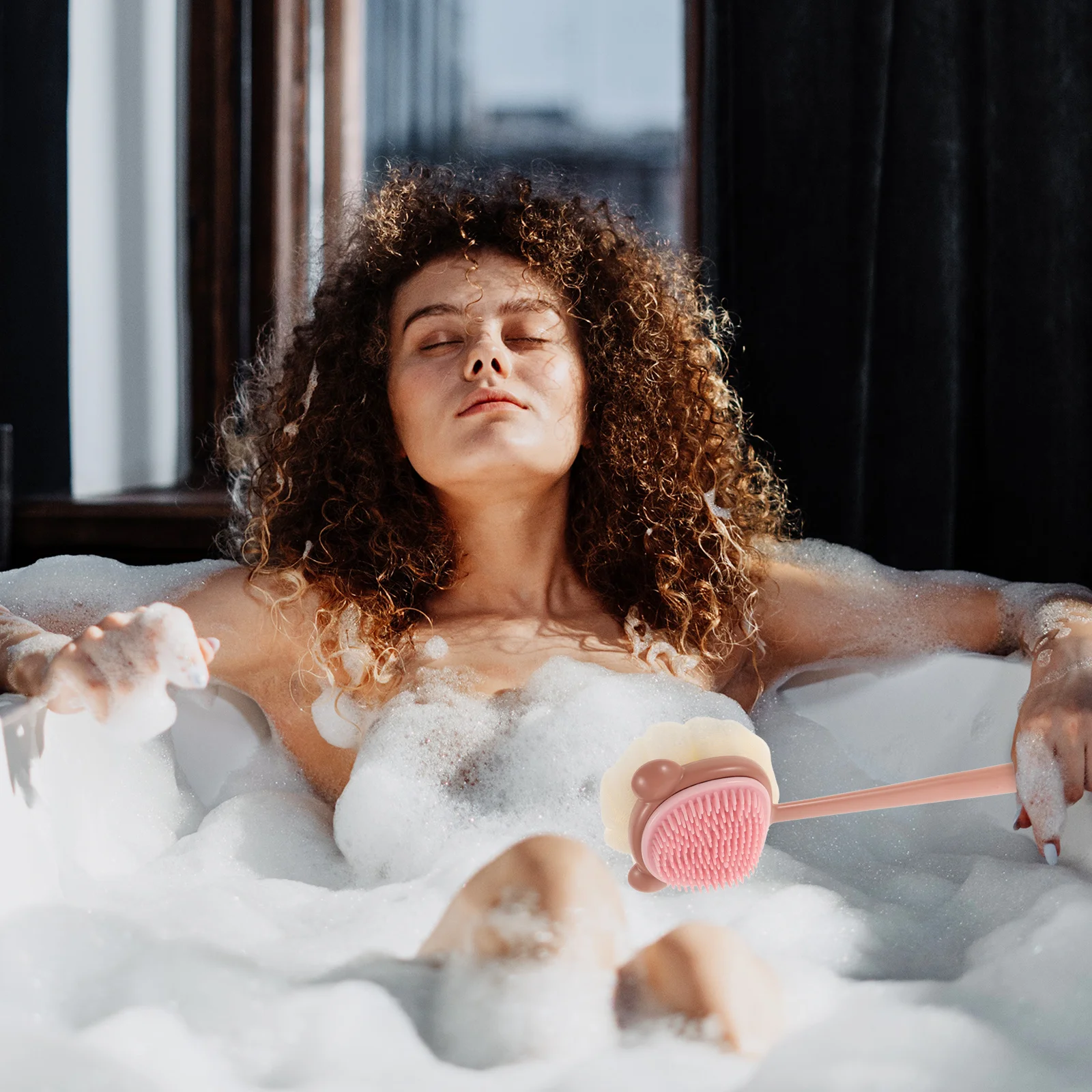 

Double-Sided Long Handle Body Shower Brush Soft Silicone Bath Scrub Brush for Sensitive Skin Back Scrubber Deep Clean