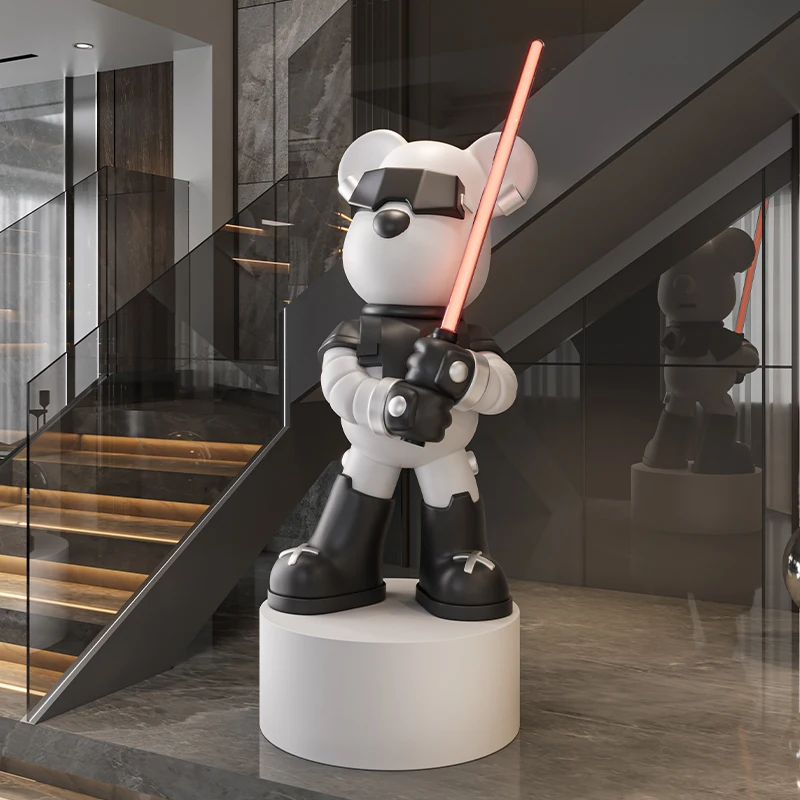 Home Decor Sculptures Figurines Decoration Accessories Lightsaber Violent Bear Landing Ornament Living Room Resin Animal Statues