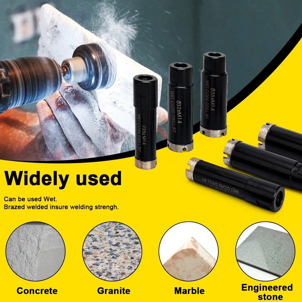 Imagem -06 - Diamante Wet Core Bit para Perfuração de Pedras e Telhas M14 D25 Mm35 mm