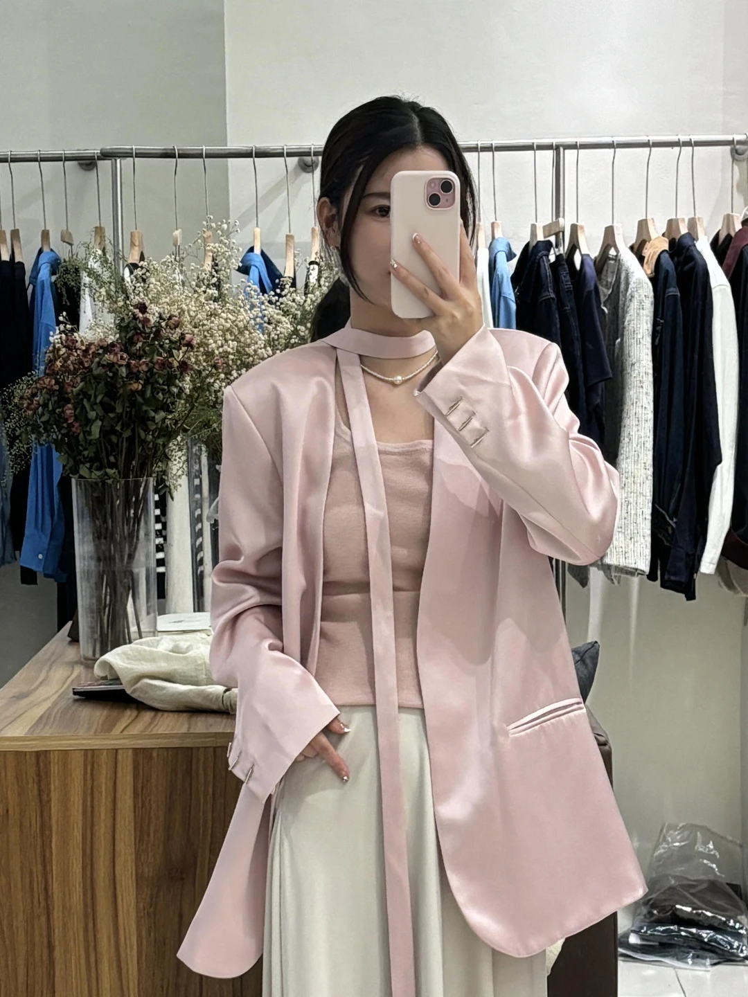 

Элегантный розовый костюм с поясом, женский, с длинным рукавом, модный, стройнящий, верхняя одежда, весна 2026, новинка, из полиэфирного волокна, свободный крой