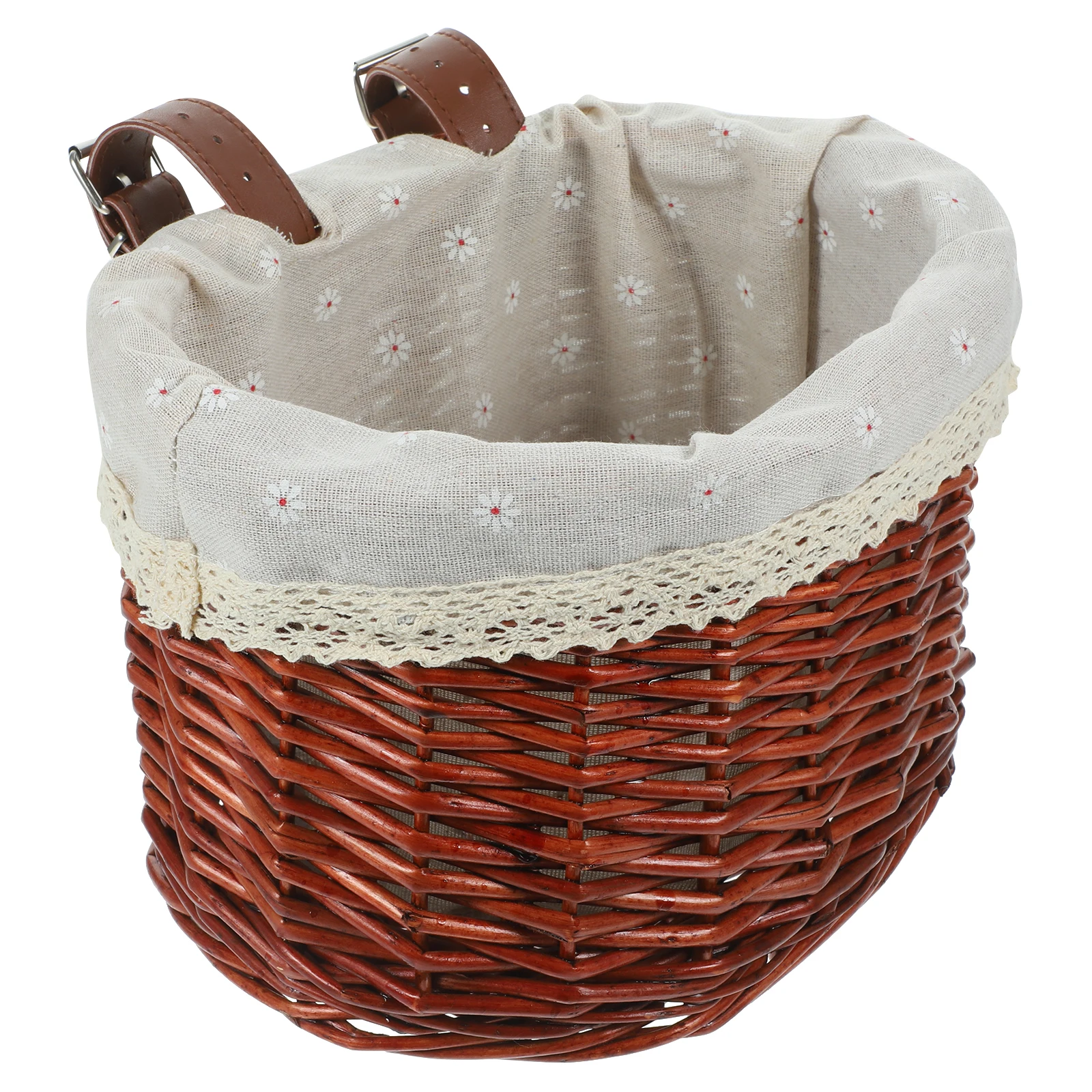 

Rattan Bicycle Basket Woven Bucket for Bike Durable Smooth Surface Strong Braid Decorative Home Office Photo Prop Fruit