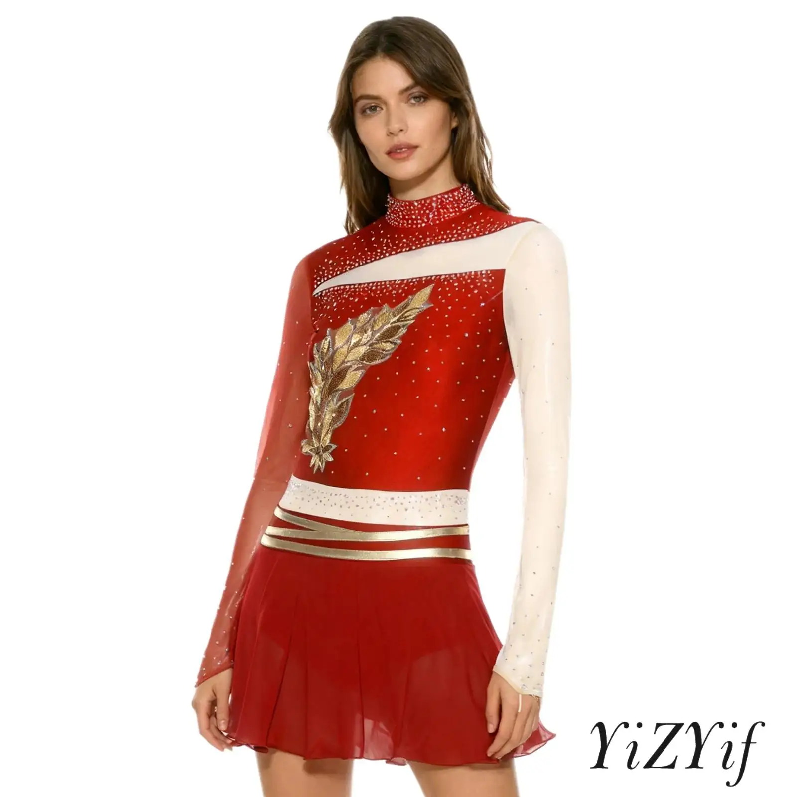 المرأة المهنية الصف الباليه اللاتينية ملابس رقص المطرزة زين الراين يوتار فستان لشخصية التزلج على الجليد الرقص