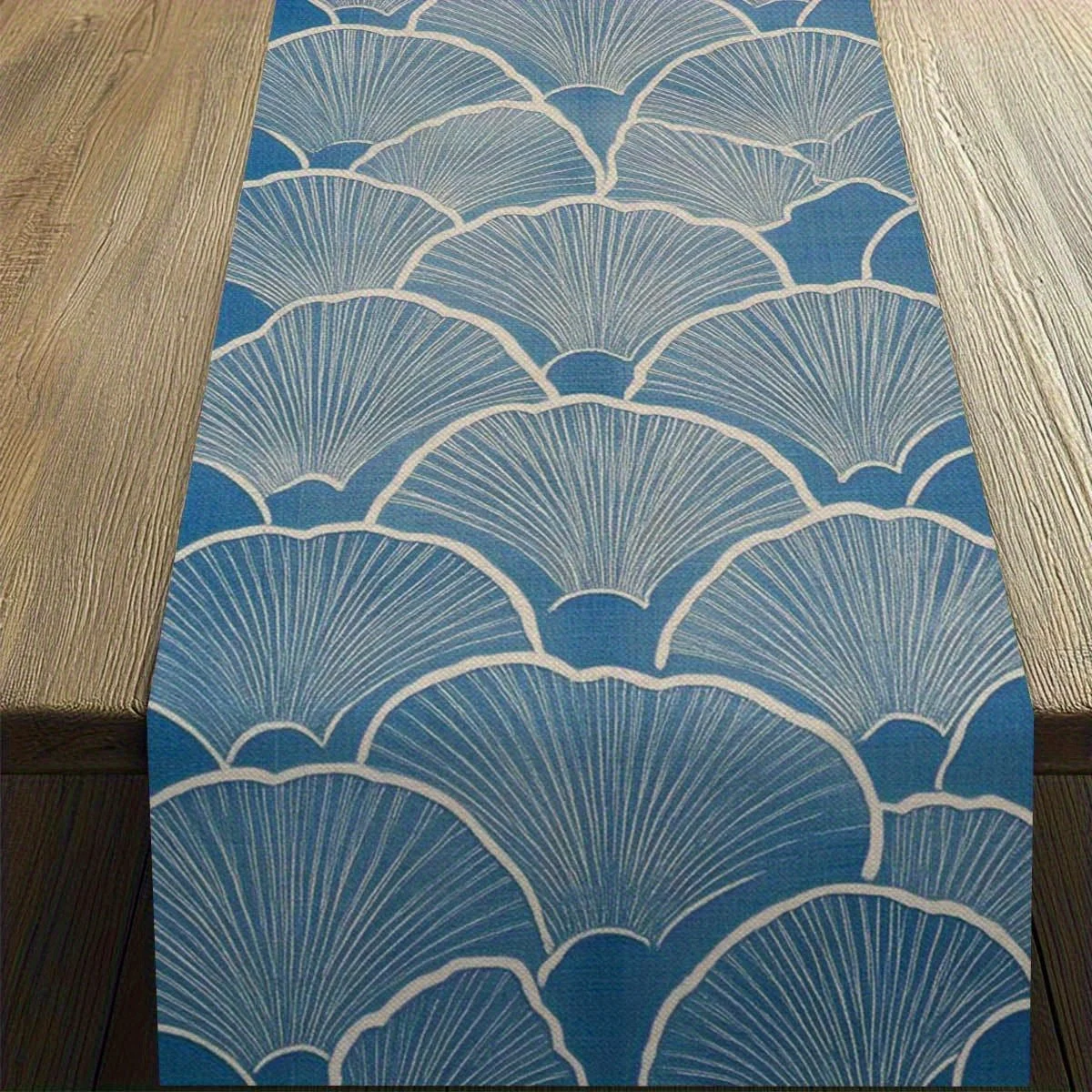 Japanese Style Light Blue Wave Table Runner | Elegant Light Blue & White Pattern | Home, Japanese Theme Party & Table Setting