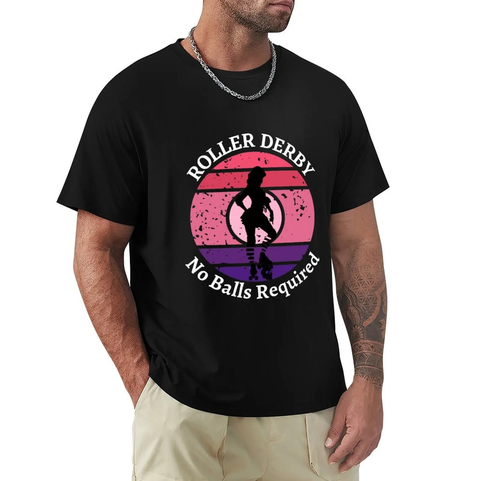 Camiseta ROLLER DERBY NO BALLS REQUIRED, camiseta holgada de talla grande