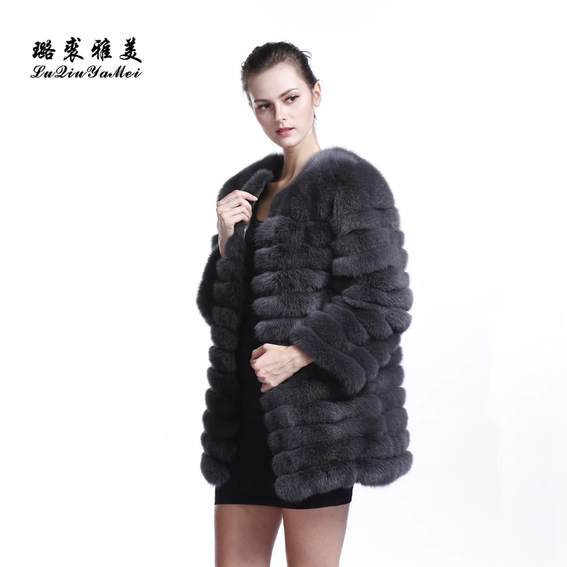 2023 New Real Fur Coat 100% Natural Fur Coat Women Winter Warm Fur Fox Coat High-Quality Fur Round Collar Design Free Shipping